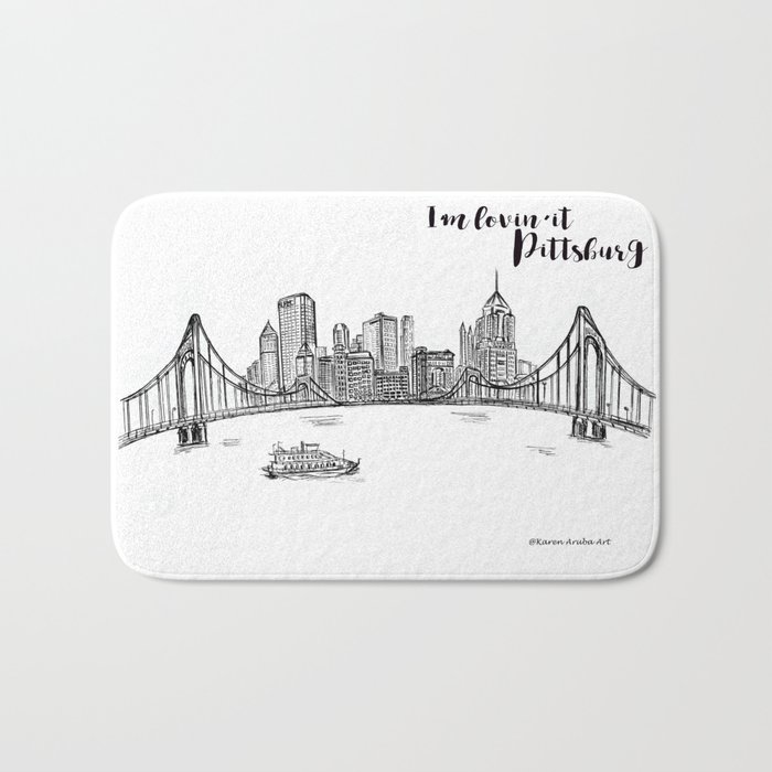 700x700 ink sketch pittsburgh skyline bath mat - Pittsburgh Skyline Drawing