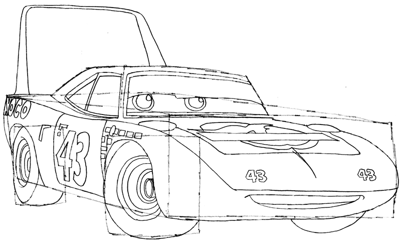 800x482 how to draw king from disney pixar's cars with easy step - Pixar Cars Drawings