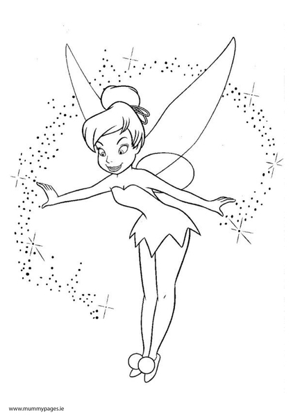 422x597 Disney Tinkerbelle With Pixie Dust Colouring Mummypages - Pixie Dust Drawing