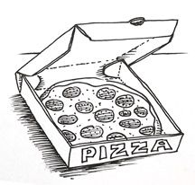 216x206 how to draw a pizza in a pizza box via shoo rayner drawings - Pizza Drawing