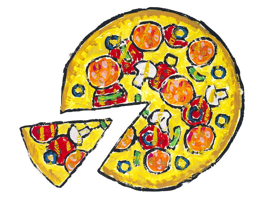 900x697 isolated pizza with mushrooms drawing - Pizza Drawing