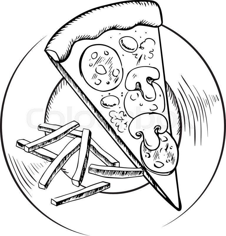 768x800 how to draw pizza slice inspirational pizza drawing black - Pizza Drawing Black And White