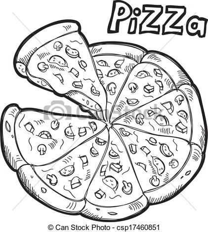 421x470 Pizza Doodle - Pizza Drawing Black And White