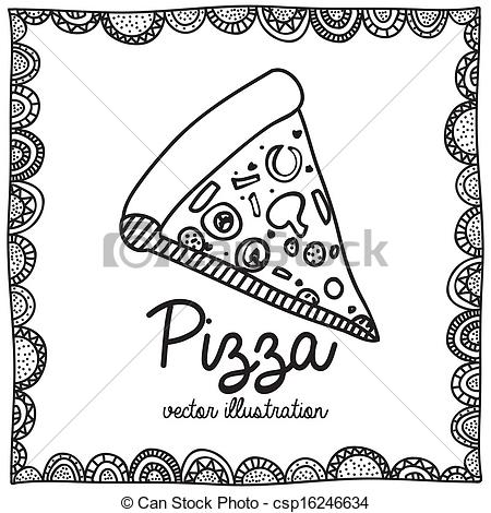 450x470 pizza drawing over white background vector illustration - Pizza Drawing Black And White