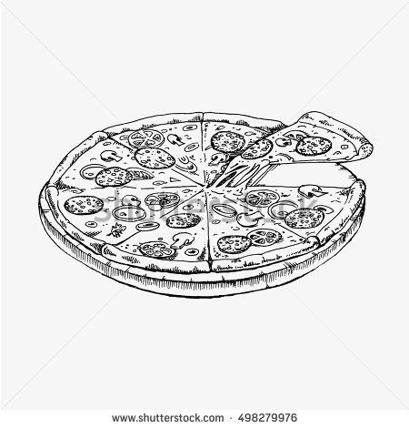 450x470 pizza isolated on white background pizza food vector flat - Pizza Drawing Black And White
