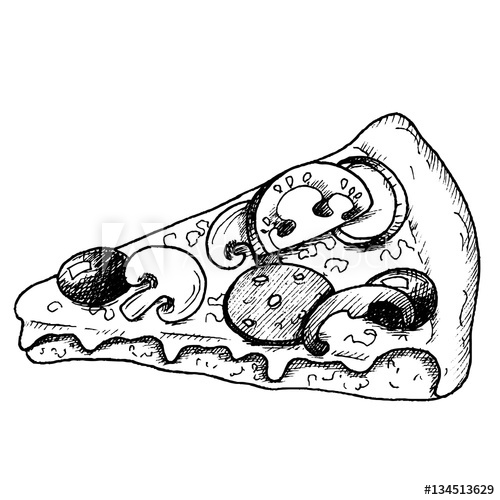 Pizza Drawing Black And White at PaintingValley.com | Explore ...