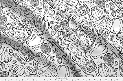 425x283 spoonflower color your own fabric - Pizza Drawing Black And White