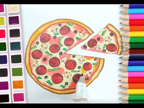 480x360 How To Draw A Pizza Drawing And Coloring Tutorial For Kids - Pizza Drawing Images