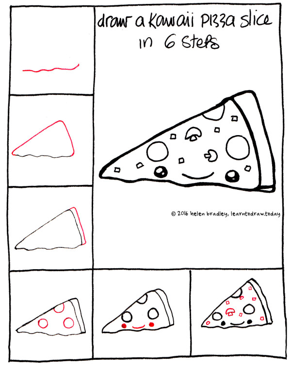 600x758 learn to draw a kawaii pizza slice in steps learn to draw - Pizza Drawing Images