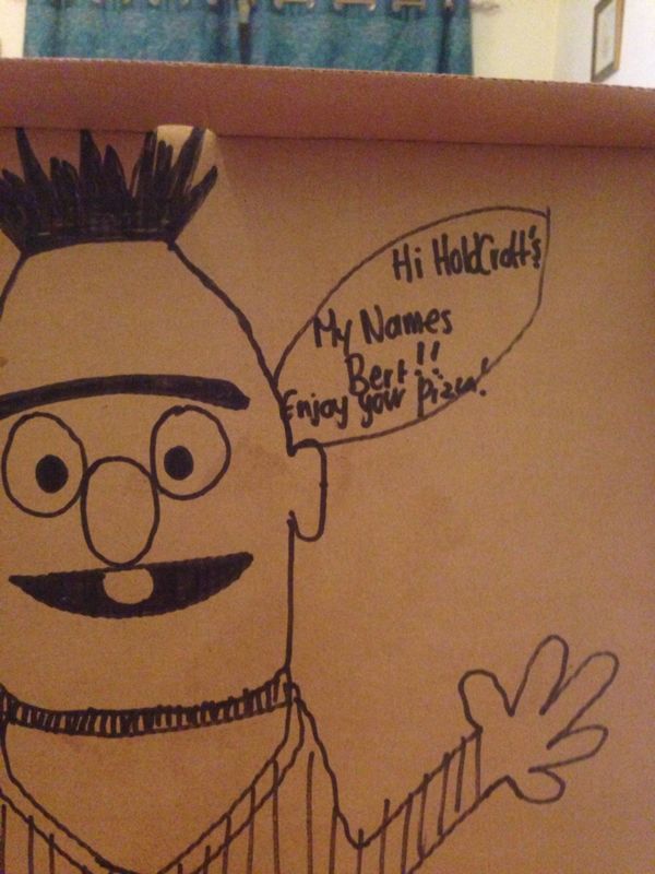 600x800 fuaaark asked pizza hut to draw bert on my box - Pizza Hut Drawing