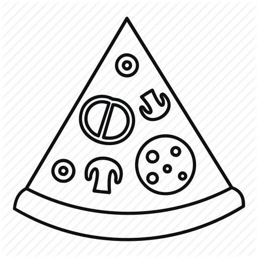 512x512 food, isolated, line, lunch, outline, pizza, slice icon - Pizza Line Drawing