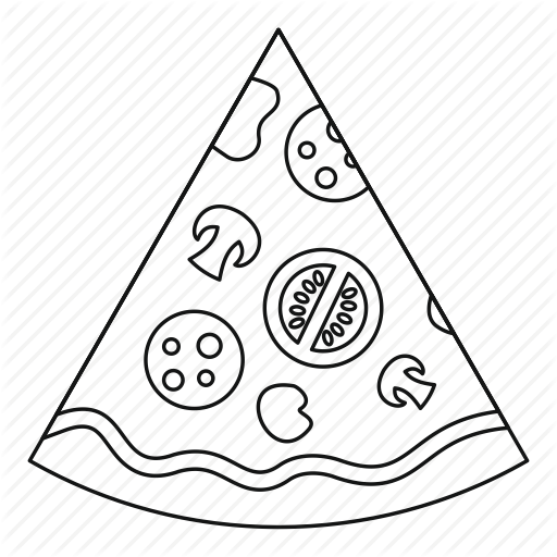 512x512 food, line, lunch, outline, pizza, slice, thn - Pizza Line Drawing