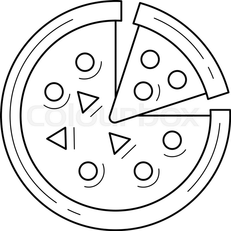 800x800 Italian Pizza Line Icon Isolated On Stock Vector Colourbox - Pizza Line Drawing