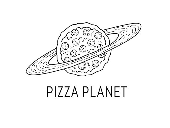 550x413 Pizza Planet Posters - Pizza Line Drawing