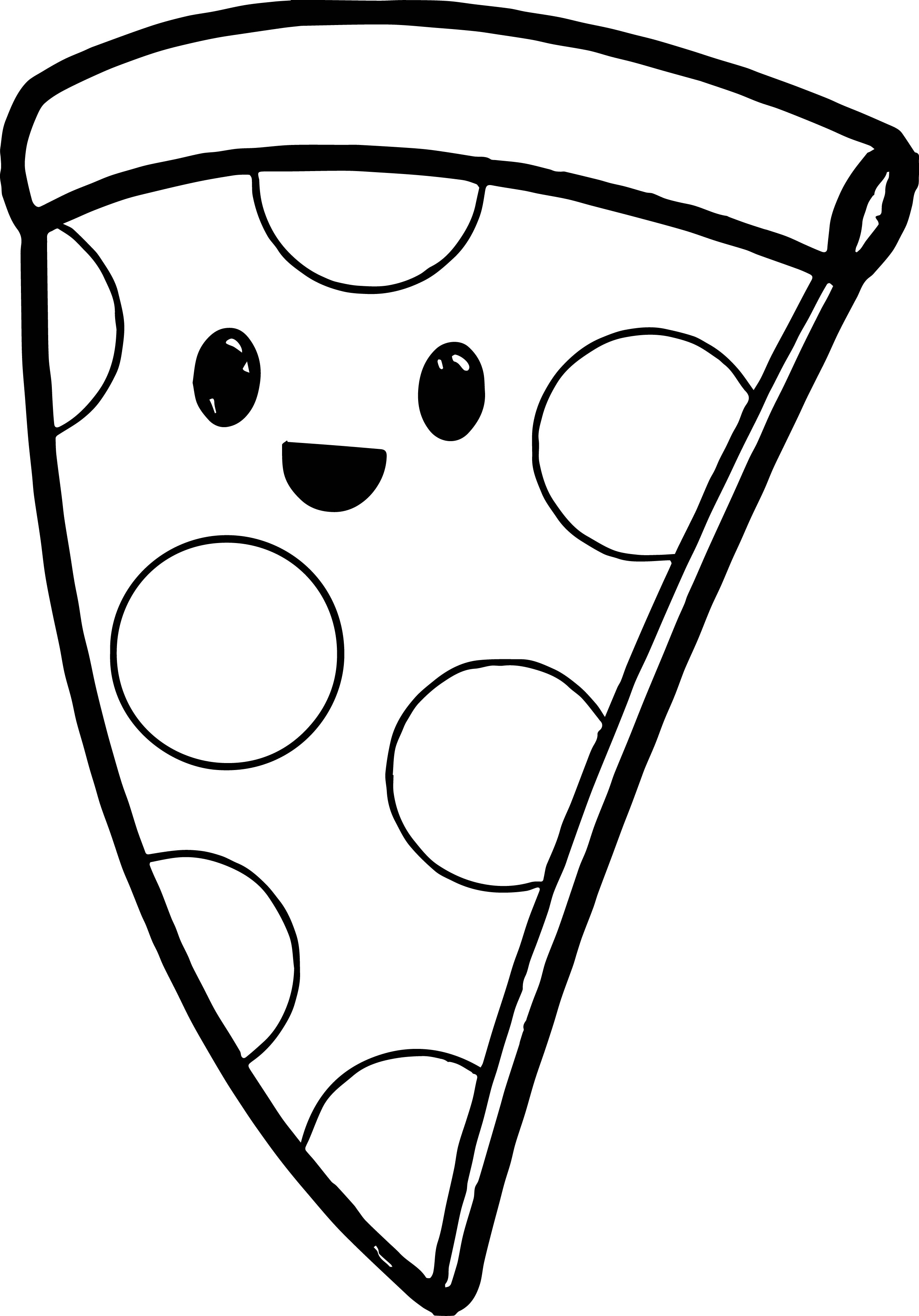 2499x3577 Very Cute Pizza Coloring - Pizza Line Drawing