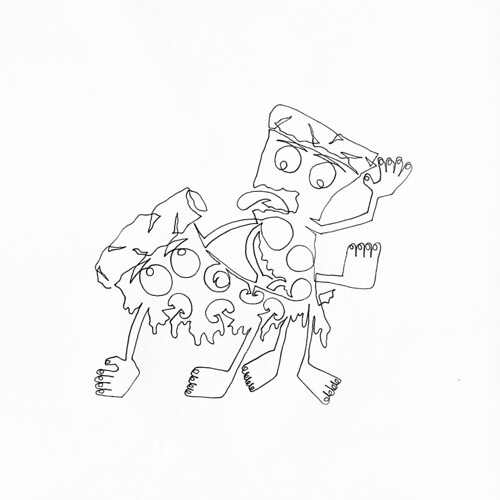 500x500 A Single Line Drawing Of How Pepperoni And Mushroom Pizza Is Made - Pizza Line Drawing