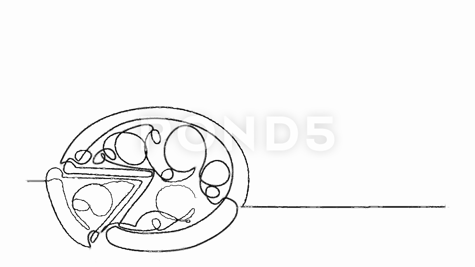 1920x1080 continuous line drawing of pizza with slice hi res - Pizza Line Drawing