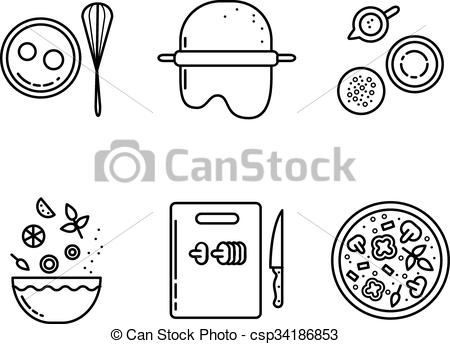 450x344 Cooking Pizza Line Icons Set Making Food - Pizza Line Drawing