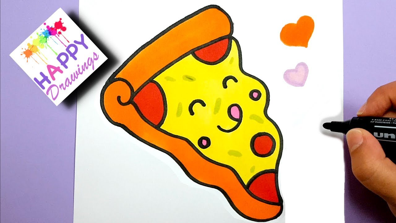 1280x720 how to draw a cute and easy pizza slice - Pizza Slice Drawing