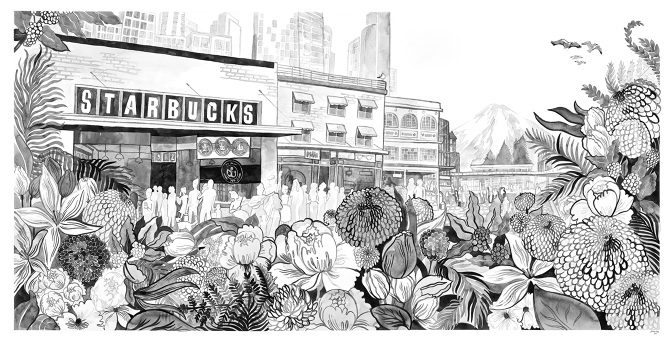 670x344 starbucks pike place drawing - Place Drawing