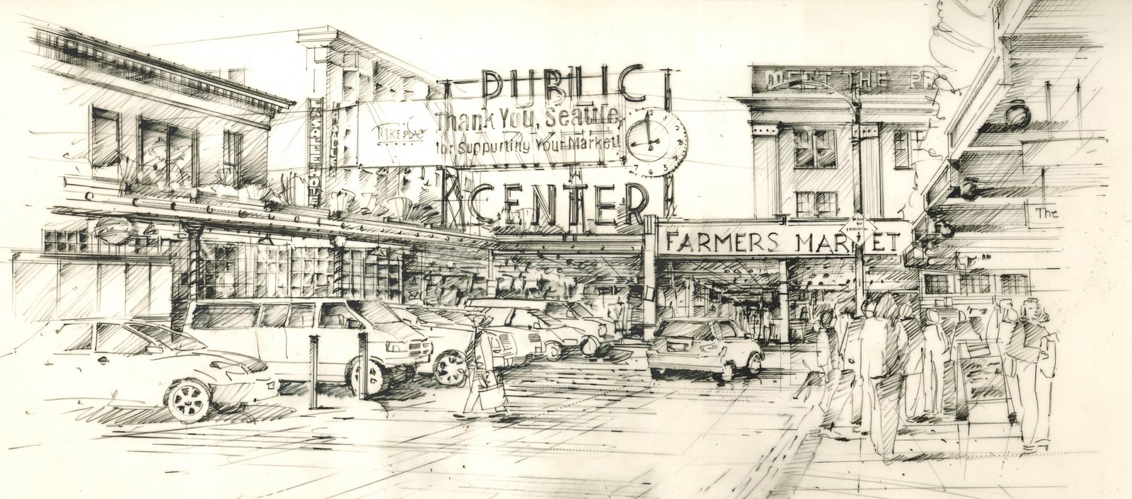1600x705 pike place market anita h lehmann, artist - Place Drawing