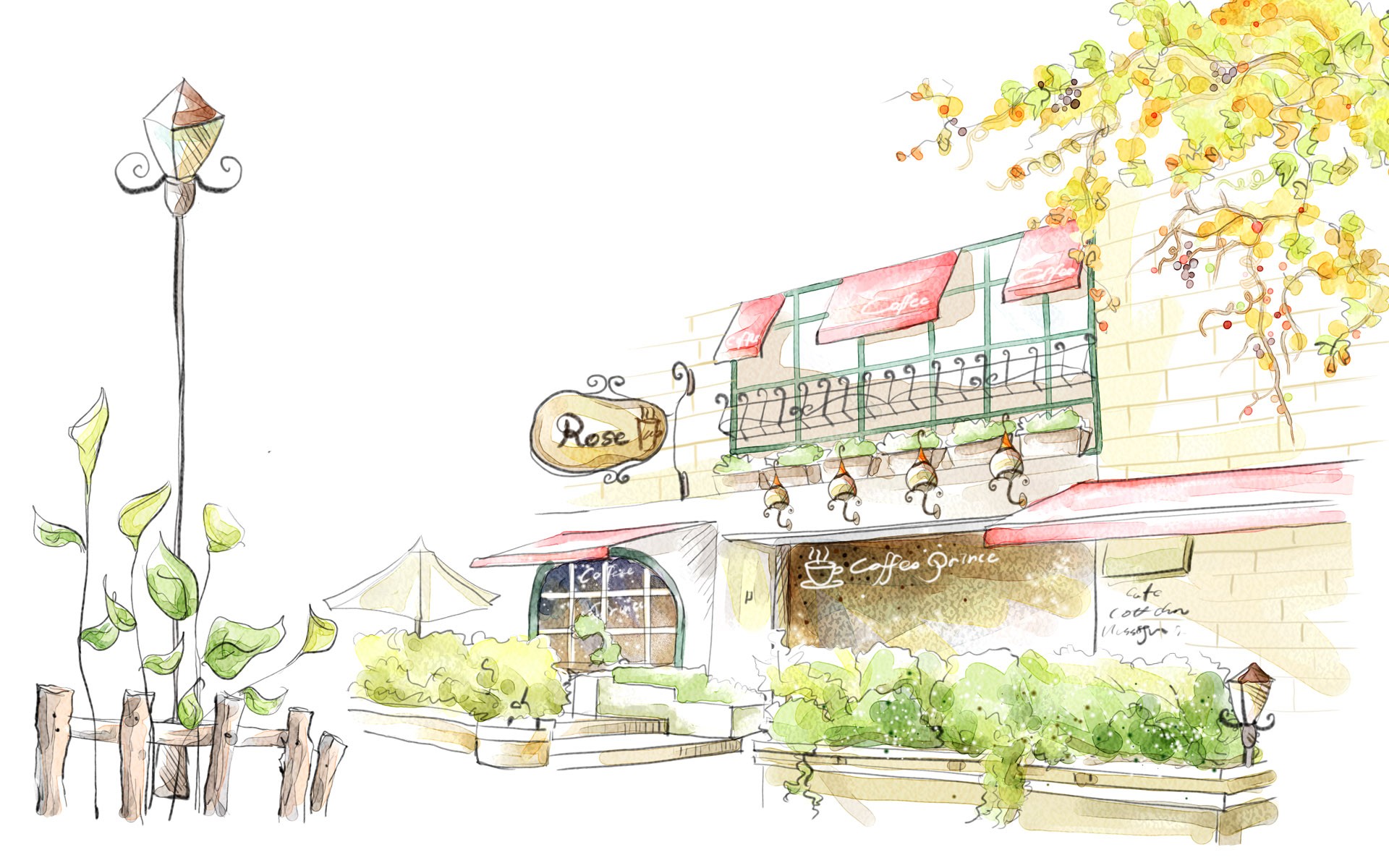 1920x1200 coffee place drawing widescreen wallpaper wide wallpapers net - Place Drawing