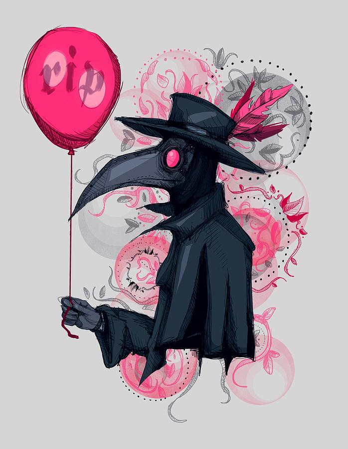 698x900 plague doctor balloon drawing - Plague Doctor Drawing