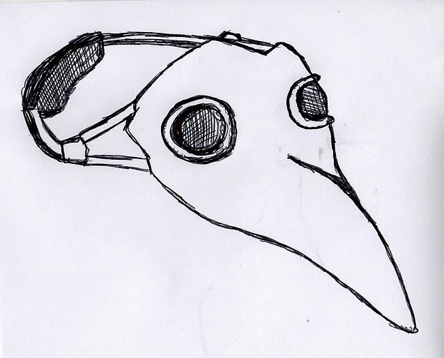 637x513 masks, concept art gamedev portfoli - Plague Mask Drawing