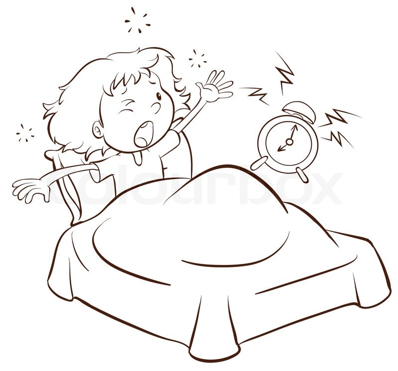 800x745 A Plain Drawing Of A Young Girl Waking Stock Vector Colourbox - Plain Drawing