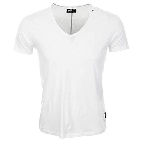 500x500 Replay Mens Plain White V Neck Short Sleeve T Shirt Cotton - Plain White T Shirt Drawing