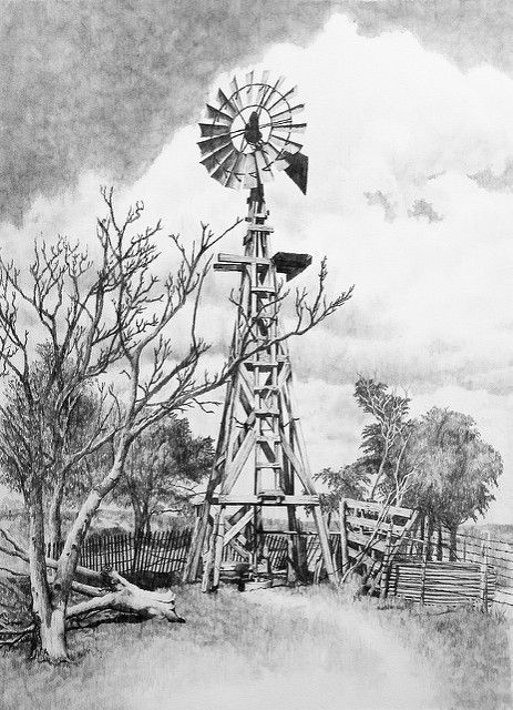 463x640 The Windmill - Plains Drawing