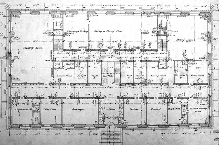 750x495 first floor plan drawing of the denver mint - Plan Drawing