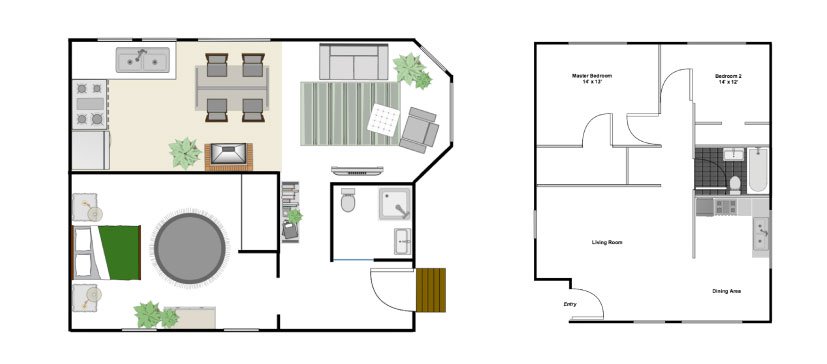 827x364 floor plan creator how to make a floor plan online gliffy - Plan Drawing