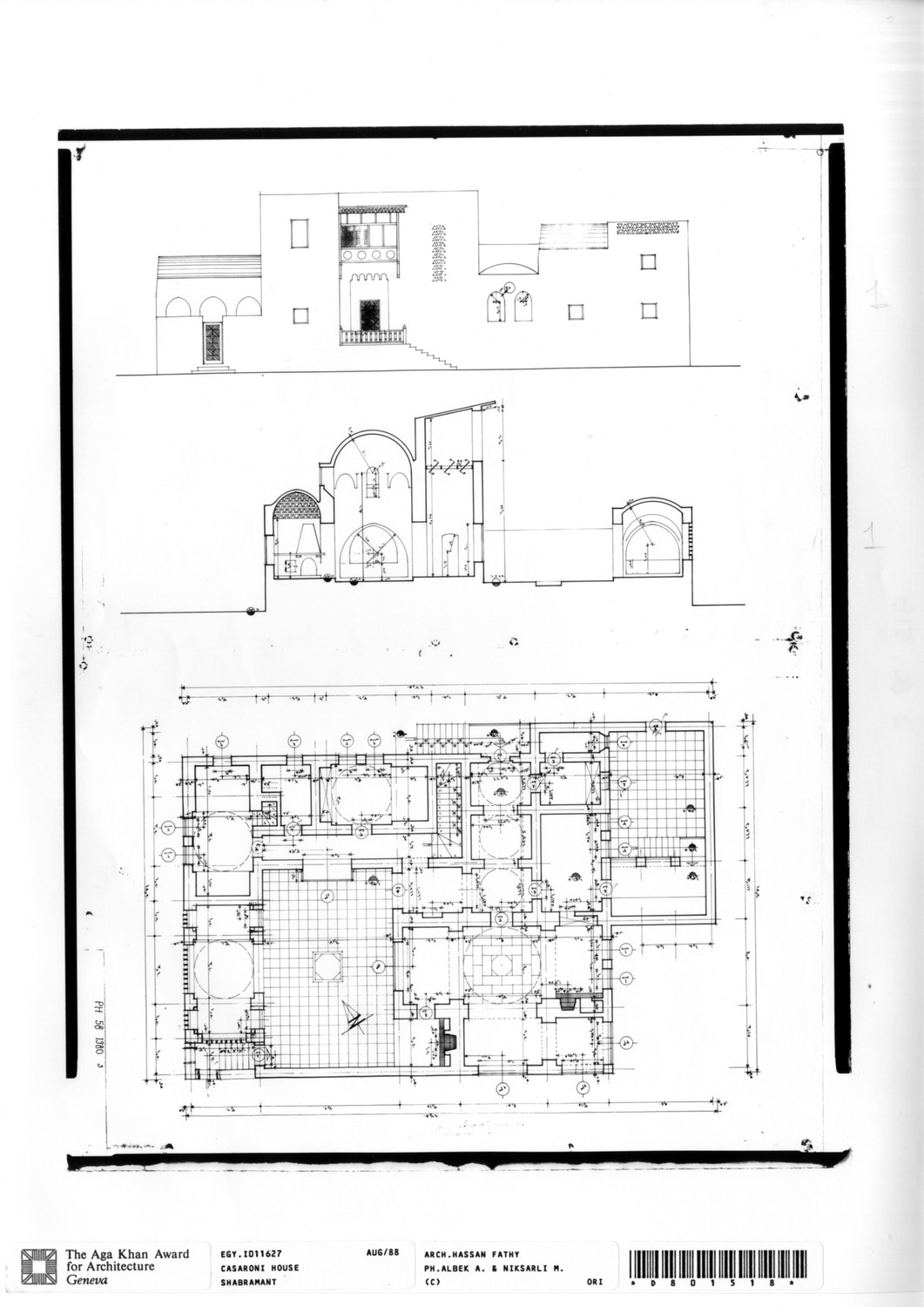 1061x1500 casaroni house working drawing ground floor plan, final - Plan Elevation Section Drawing