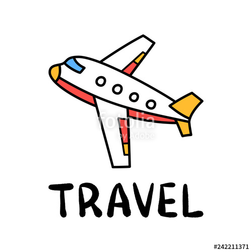 500x500 cartoon travel plane doodle lettering for decoration design - Plane Cartoon Drawing