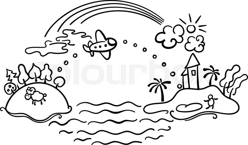 800x468 Freehand Drawing - Plane Cartoon Drawing