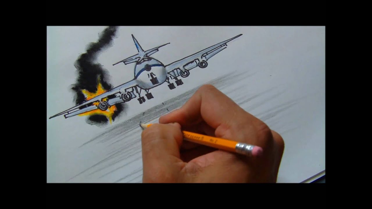 1280x720 how to draw a burning plane - Plane Crash Drawing