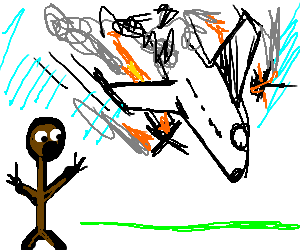 300x250 brown stickman watches plane crash drawing - Plane Crash Drawing