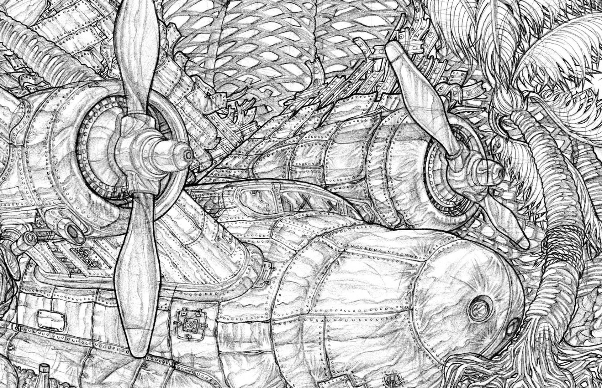 1920x1240 artstation - Plane Crash Drawing