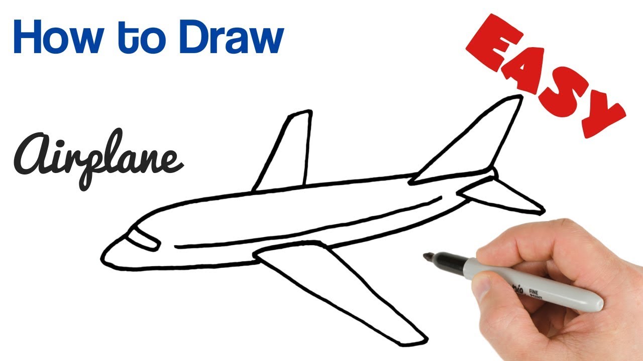 1280x720 How To Draw Airplane Easy Step - Plane Drawing Easy
