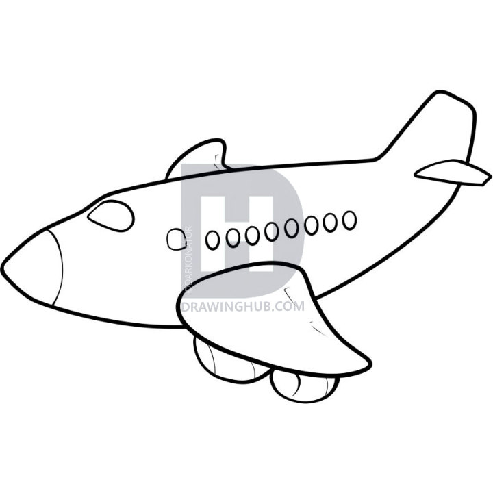 720x720 How To Draw A Plane For Kids, Step - Plane Drawing For Kids