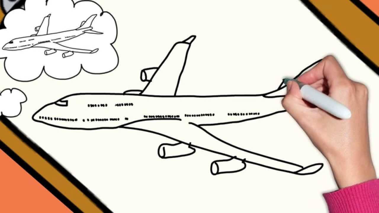 1280x720 How To Draw A Plane - Plane Drawing For Kids