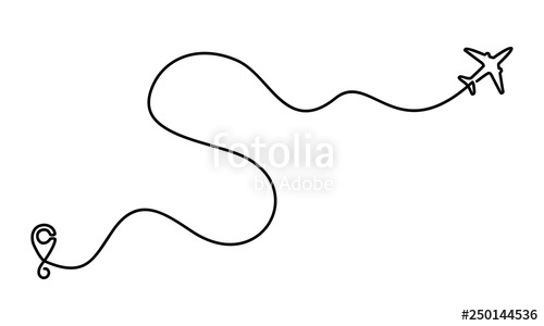 500x300 Continuous Line Drawing Of Airplane Line Path Vector Icon Of Air - Plane Line Drawing