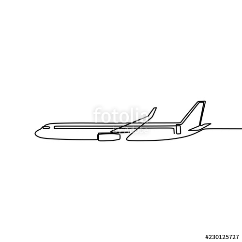 500x500 Continuous Line Drawing Of Plane Vector Illustration Stock Image - Plane Line Drawing