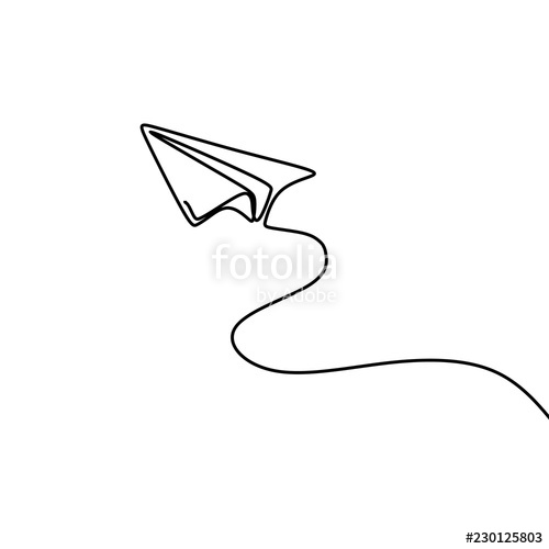 500x500 paper plane drawing vector using continuous single one line art - Plane Line Drawing
