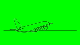 320x180 continuous line drawing of passenger jet plane on green background - Plane Line Drawing
