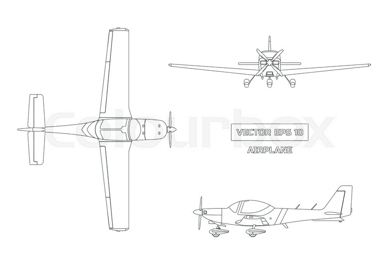 800x534 Outline Drawing Of Airplane On White Stock Vector Colourbox - Plane Outline Drawing