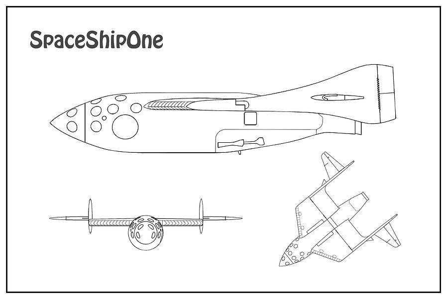 900x601 spaceshipone airplane blueprint drawing plans with design - Plane Outline Drawing