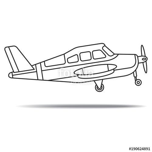 500x500 black outline propeller plane take off vector drawing stock image - Plane Outline Drawing