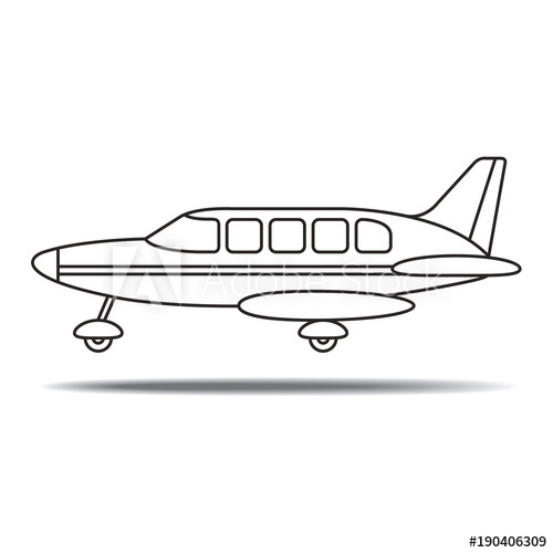 500x500 Black Outline Small Plane Landing Vector Drawing - Plane Outline Drawing